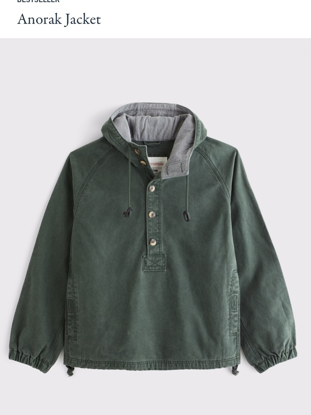 Abercrombie Anorak Jacket – Moss Green – Men’s XL – Worn Once